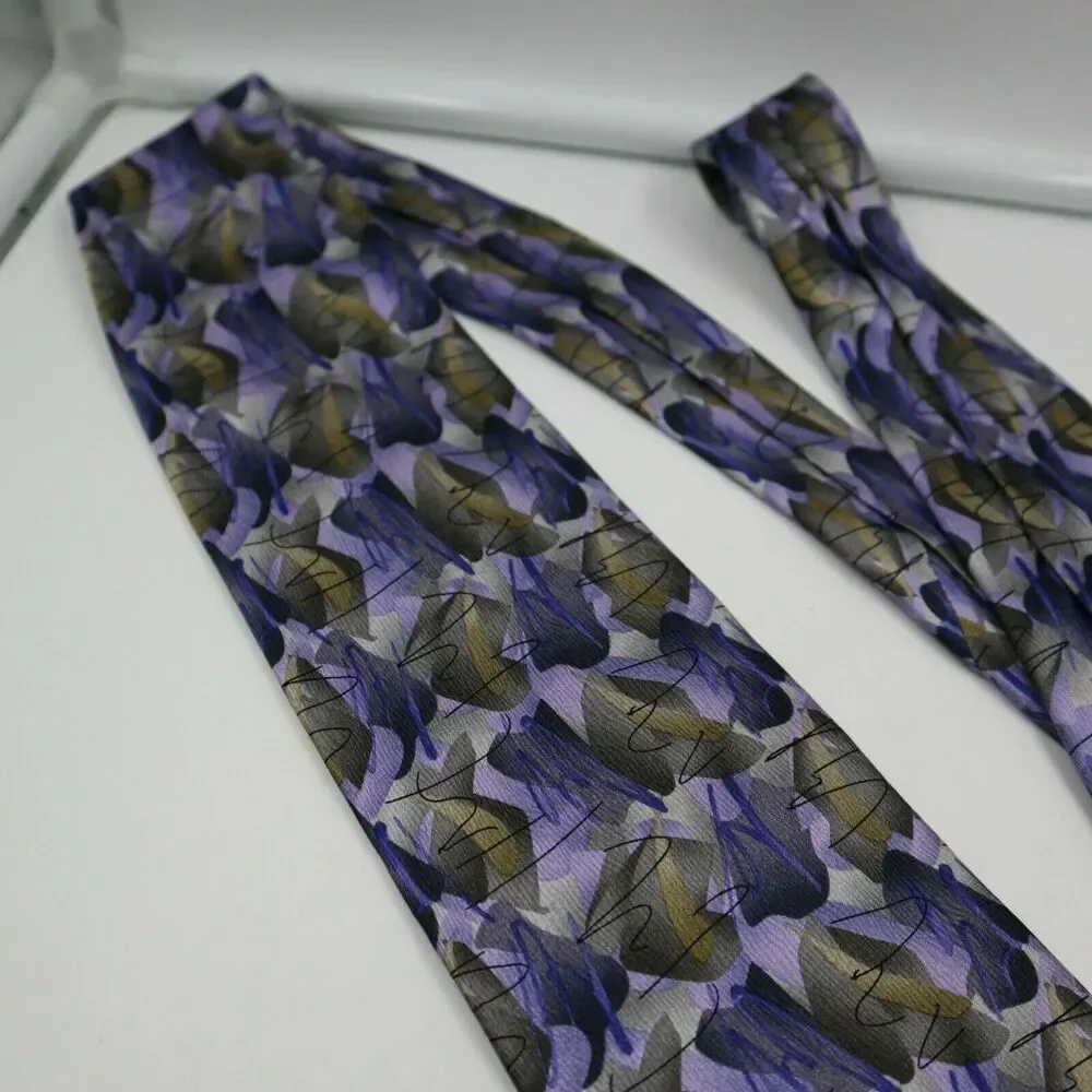 J Garcia Tie Purple Brown Artwork Art Vintage 2005 Jerry 100% Silk Mens